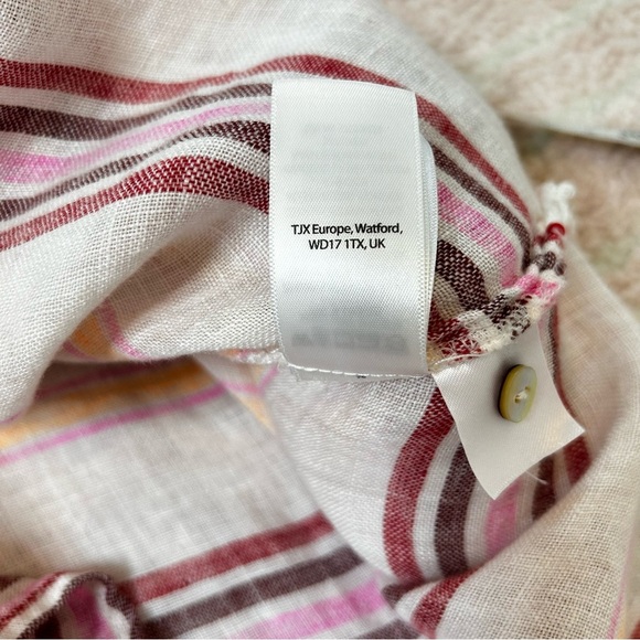 St Tropez West Linen Button-Up Tunic Blouse Top Roll Tab Sleeves XL Resortwear - Picture 5 of 15